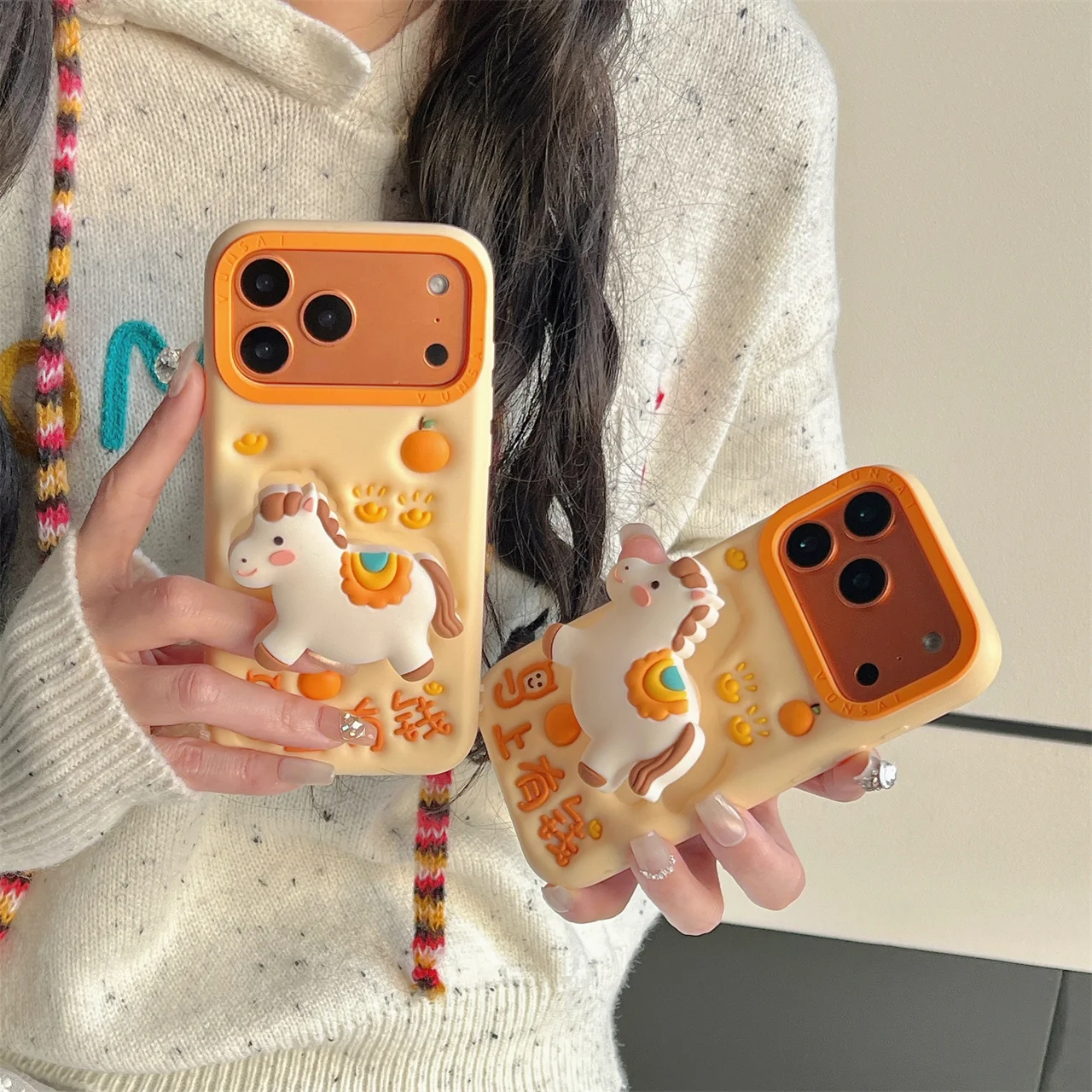 Cute 3D Cartoon Pony Stand Phone Case IPhone Soft Silicone Back Cover