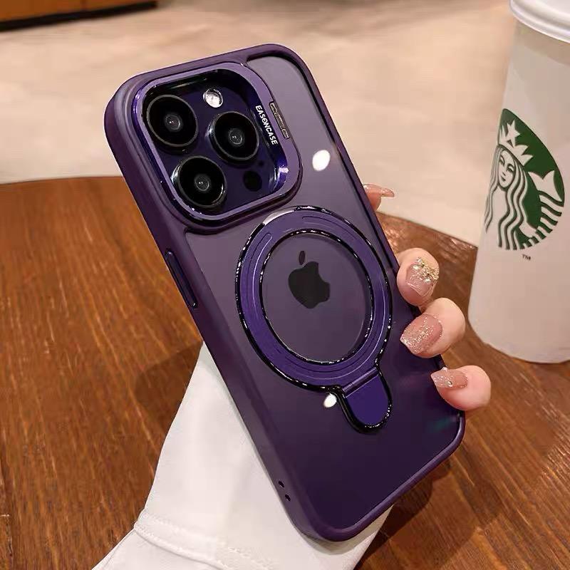 Luxury Transparent Magsafe Magnetic Holder Frame iPhone Case