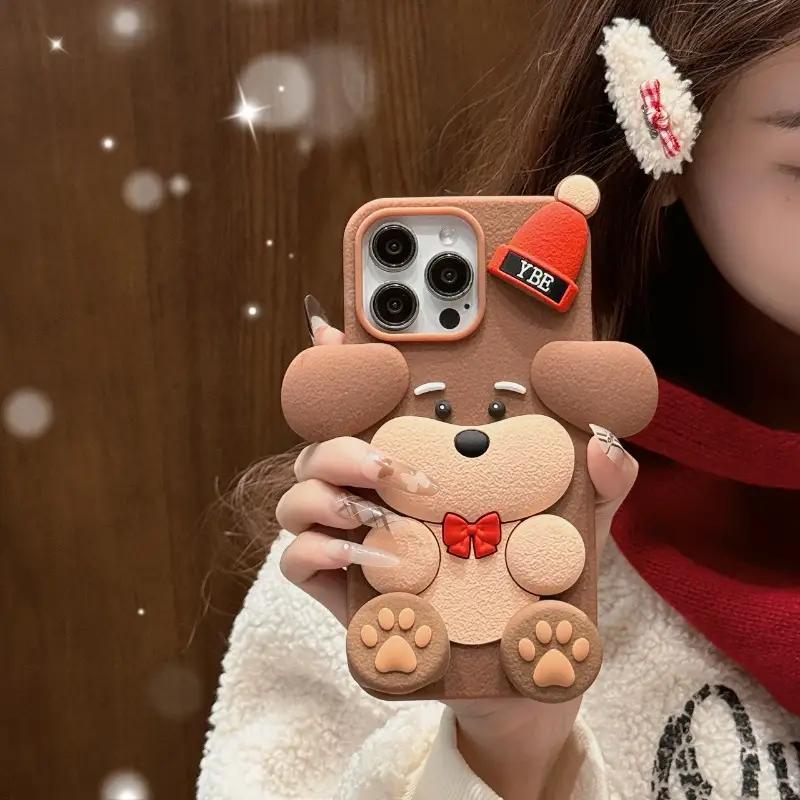 Cute Cartoon Dog with  leg stand iphone case
