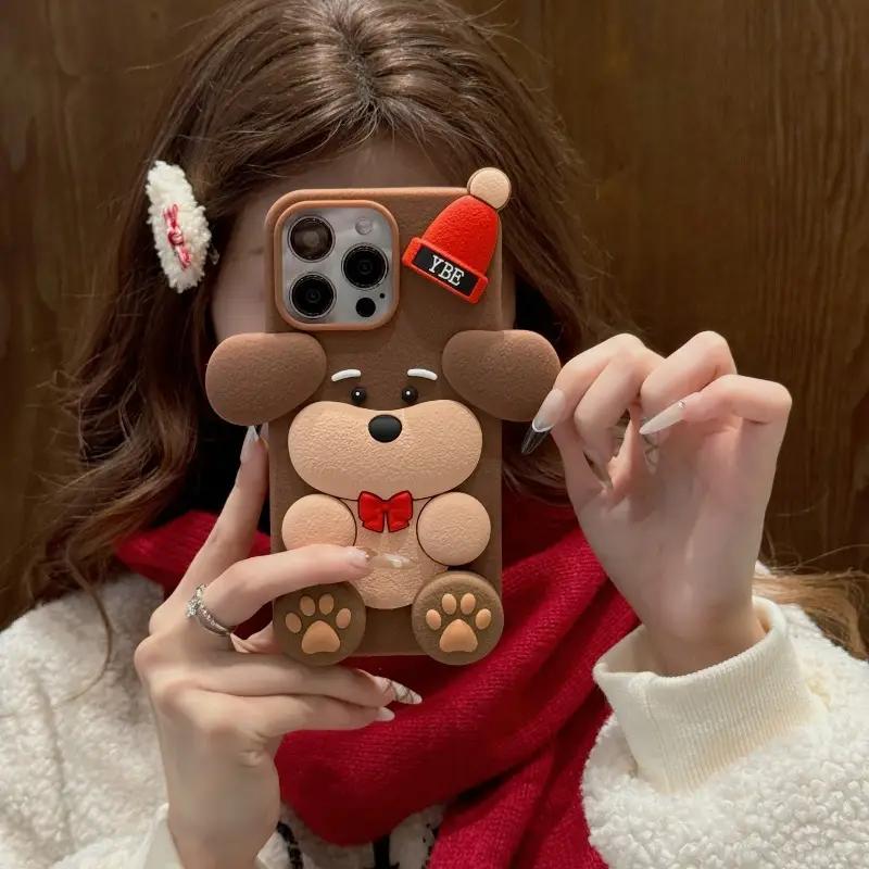 Cute Cartoon Dog with  leg stand iphone case