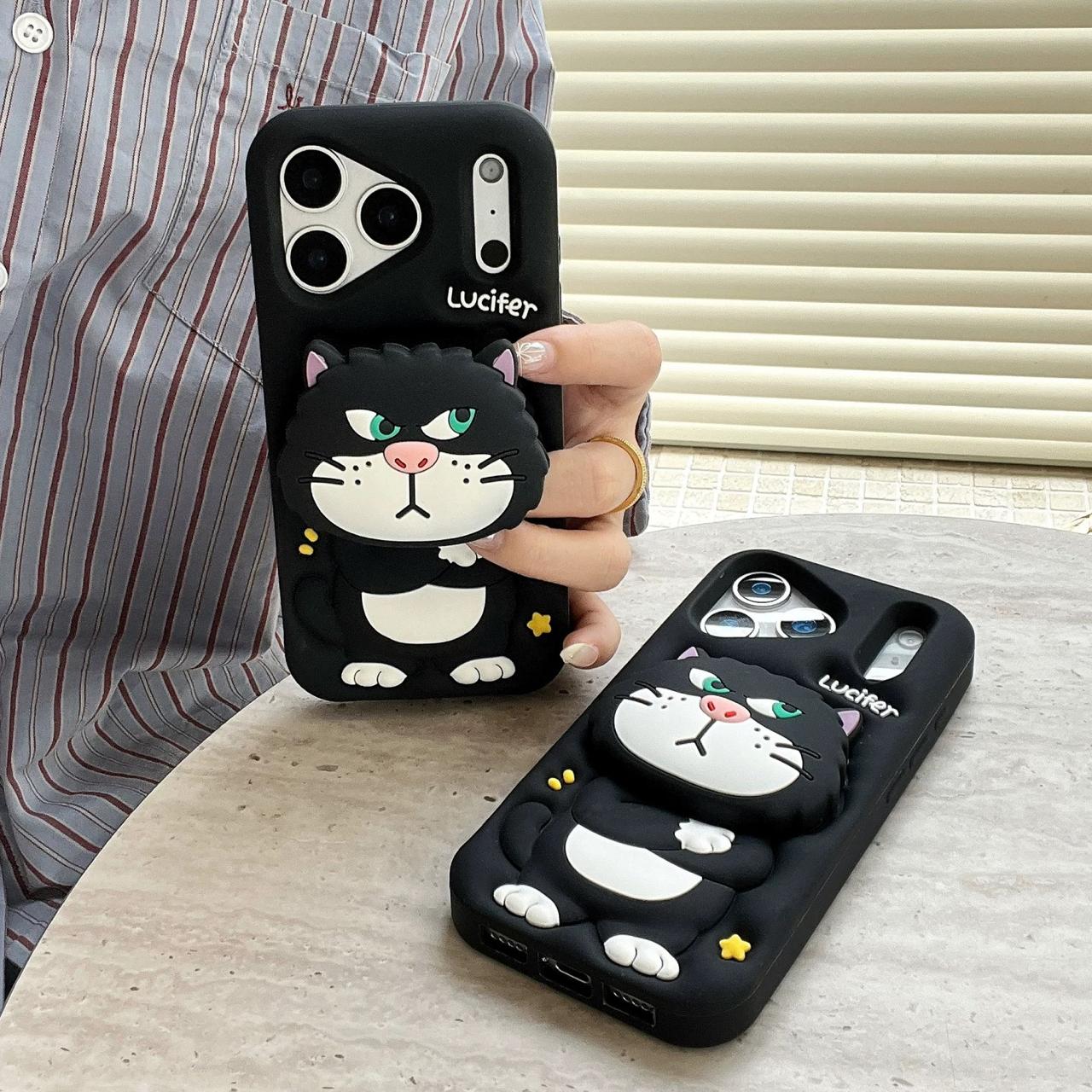 3D cartoon Lucifer cat soft silicone iphone case