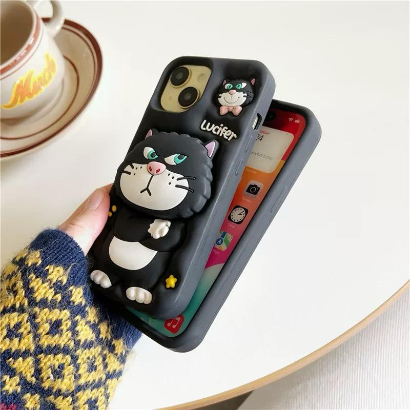 3D cartoon Lucifer cat soft silicone iphone case
