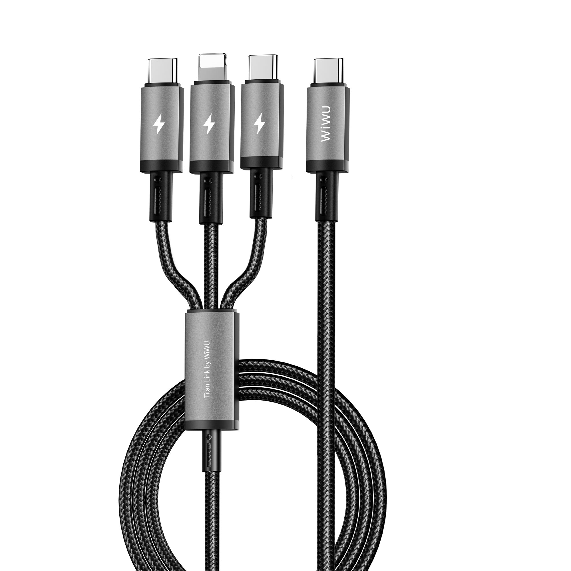WiWU Wi-C060-C061 1.2m 66W Dual USB C TITAN LINK Series Charging Cable with C-C+C+L