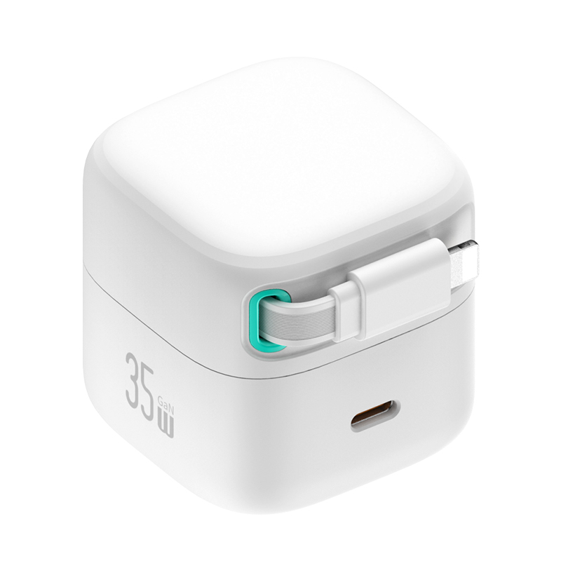 US-CC210 PD35W Dual Port GaN Fast Charger With Lightning Magnetic Telescopic Cable (US)--XMF Series